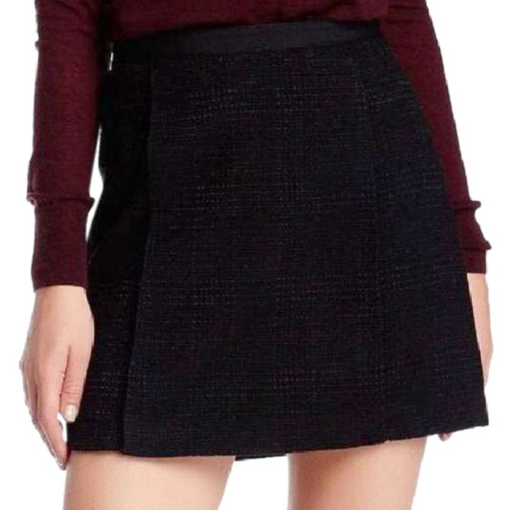 Vince Black Texturized Wool Blend Mini Skirt - S6